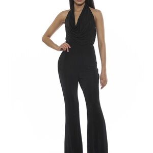 Alexia Admor Black Halter Jumpsuit with Flared Legs